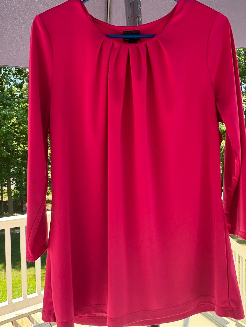 Worthington Hot Pink Pleated Neck Blouse
